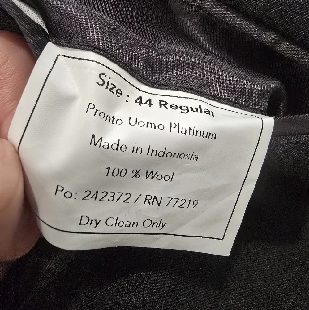 Pronto uomo platinum black‎ Wool suit jacket men's Size 44